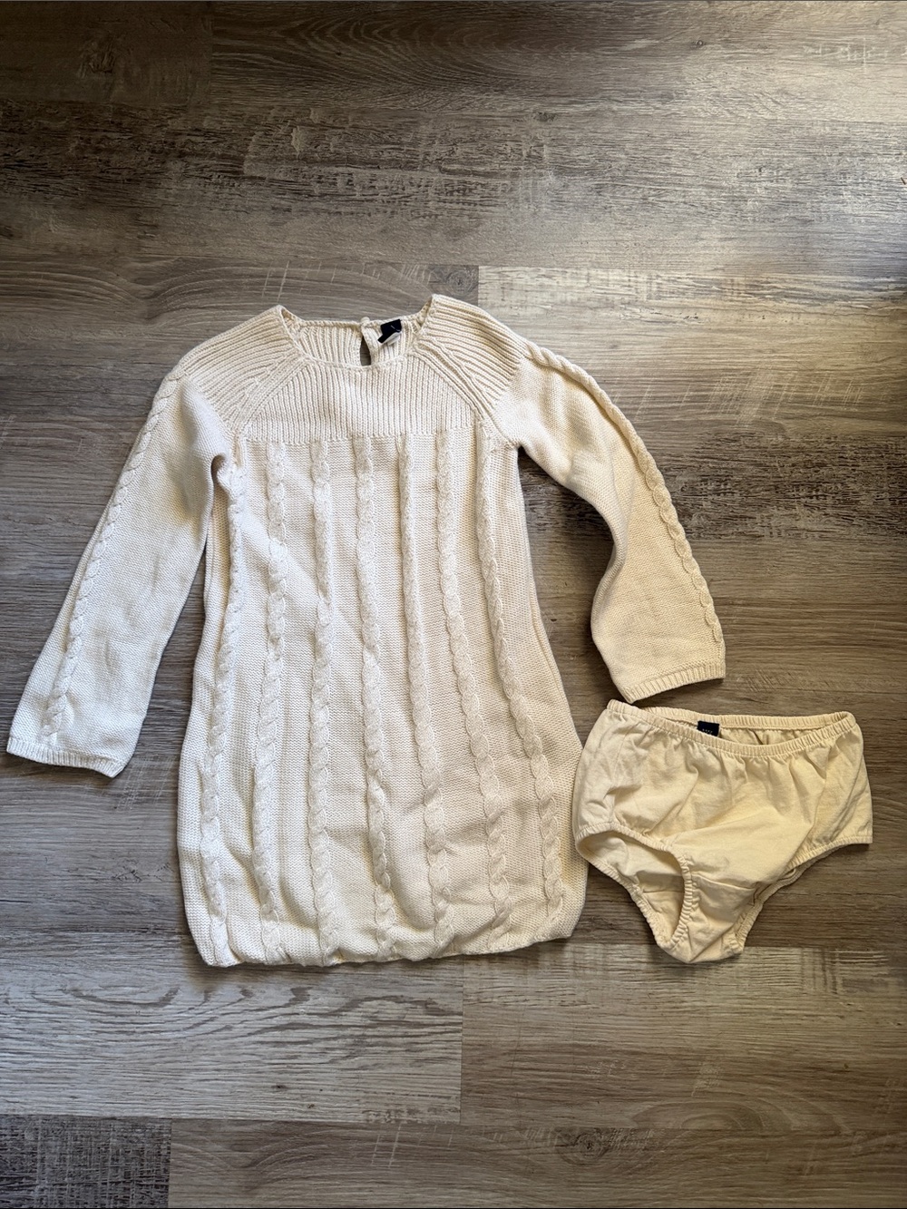 GAP Cream Cable-Knit Ruffle-Neck Girls Sweater Dress Set